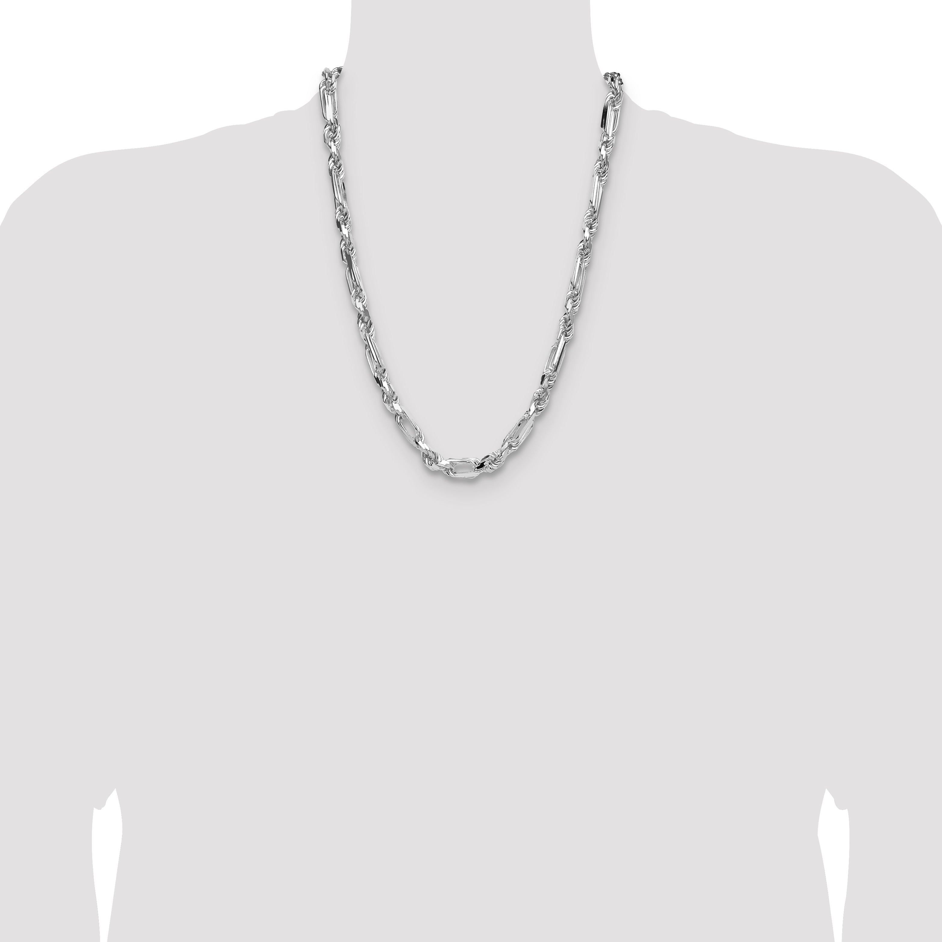 Sterling Silver 7mm D/C Figarope Chain