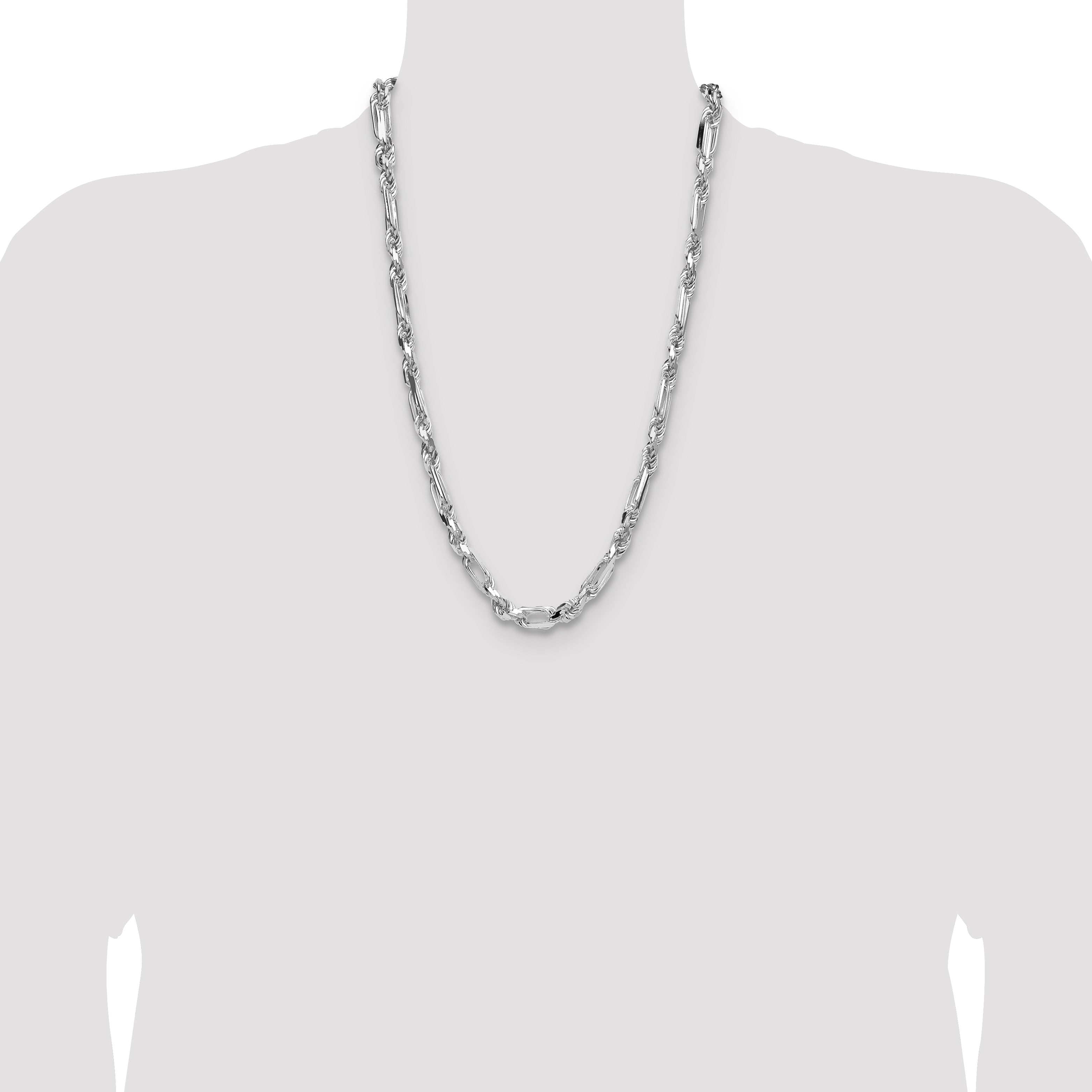 Sterling Silver 7mm D/C Figarope Chain