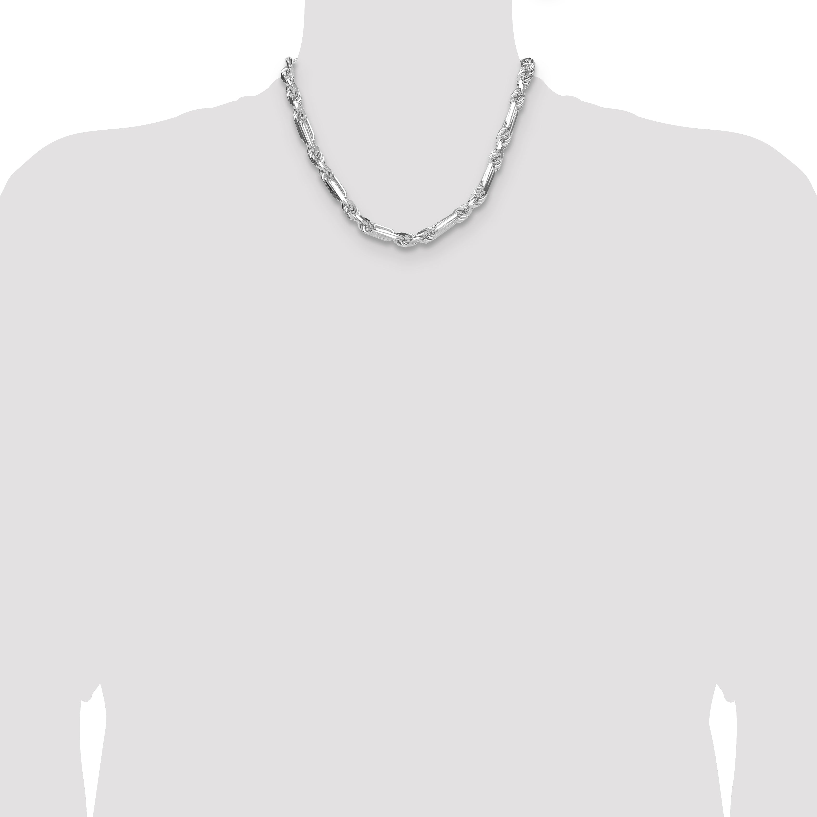 Sterling Silver 8mm D/C Figarope Chain
