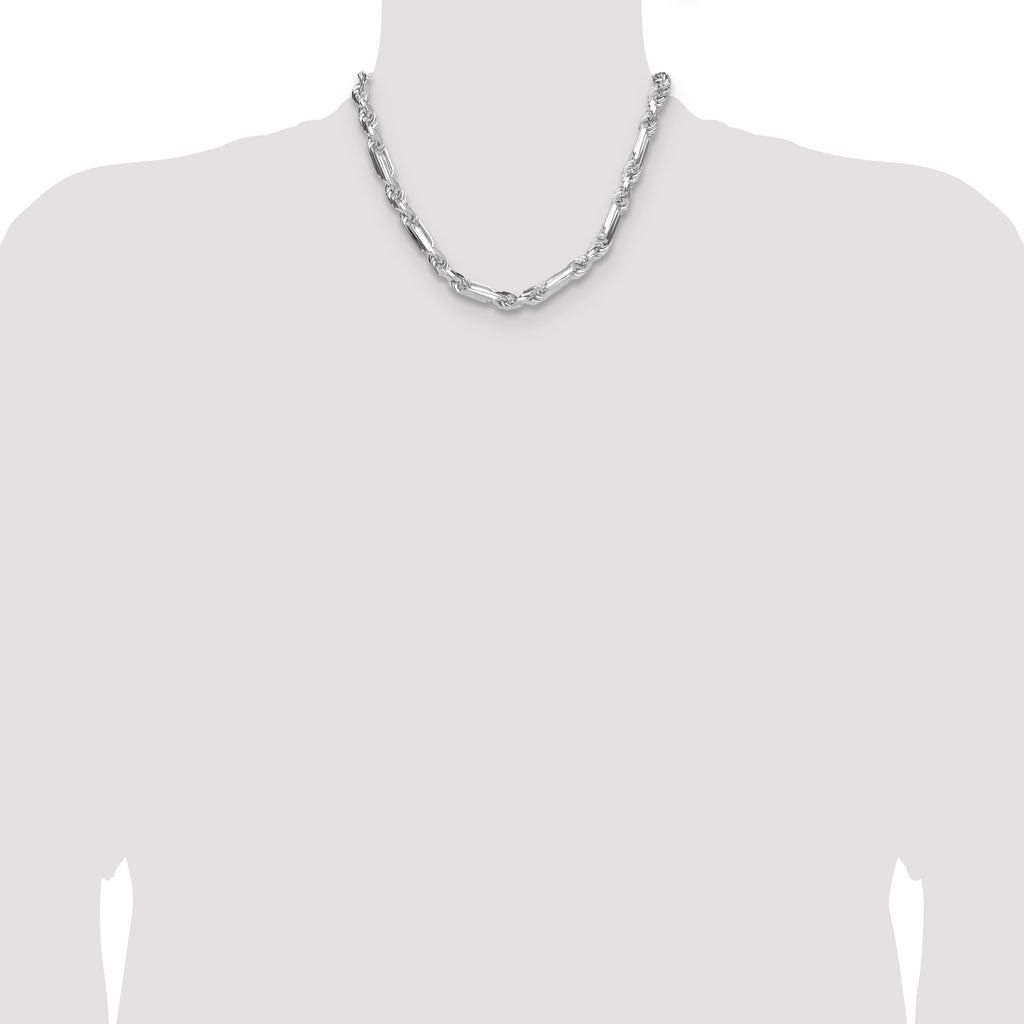 Sterling Silver 8mm D/C Figarope Chain