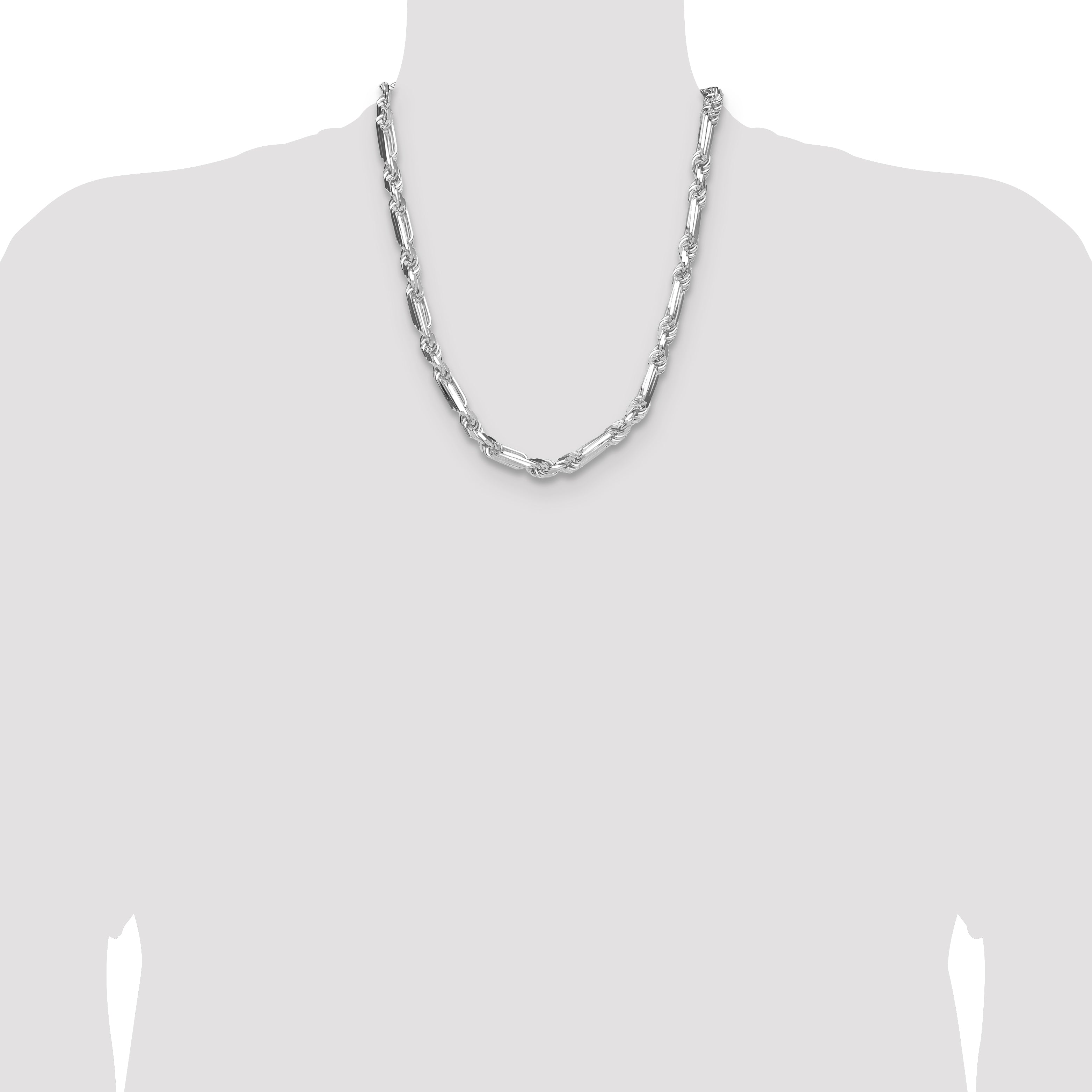 Sterling Silver 8mm D/C Figarope Chain
