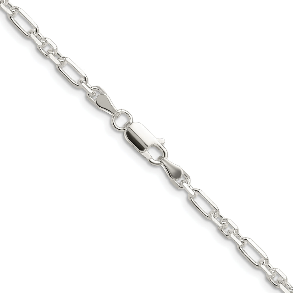 Sterling Silver Diamond-Cut 4mm 3 Short Plus 1 Long Cable Link Chain