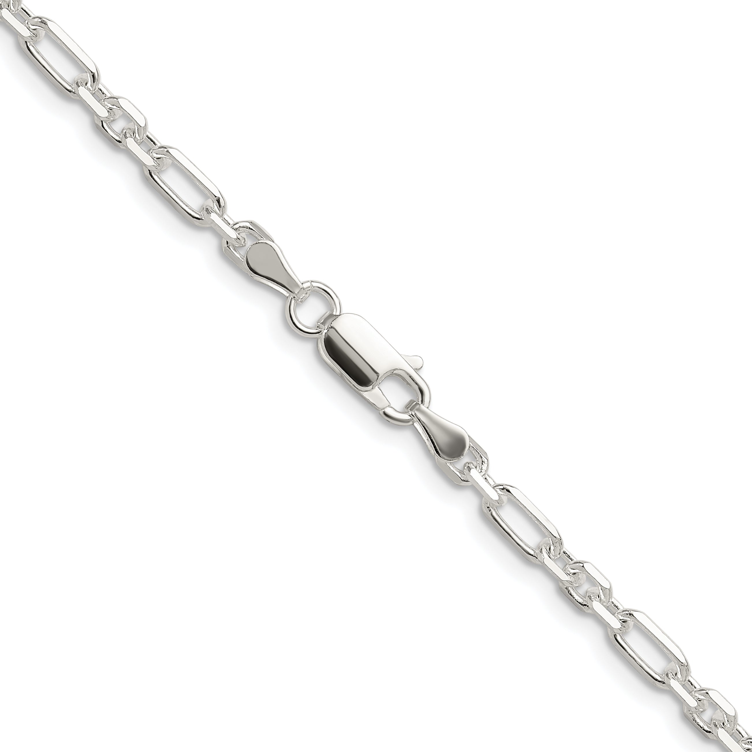Sterling Silver Diamond-Cut 4mm 3 Short Plus 1 Long Cable Link Chain