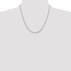 Sterling Silver Diamond-Cut 4mm 3 Short Plus 1 Long Cable Link Chain