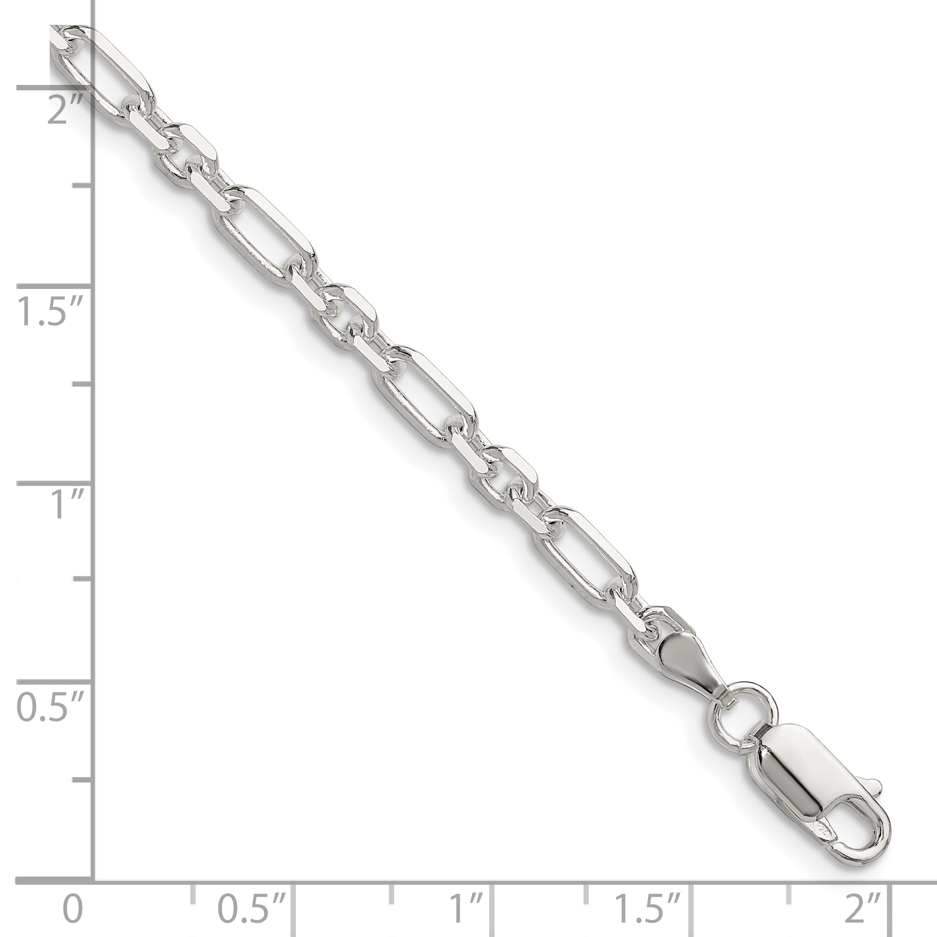 Sterling Silver Diamond-Cut Cable Chain Bracelet 4mm