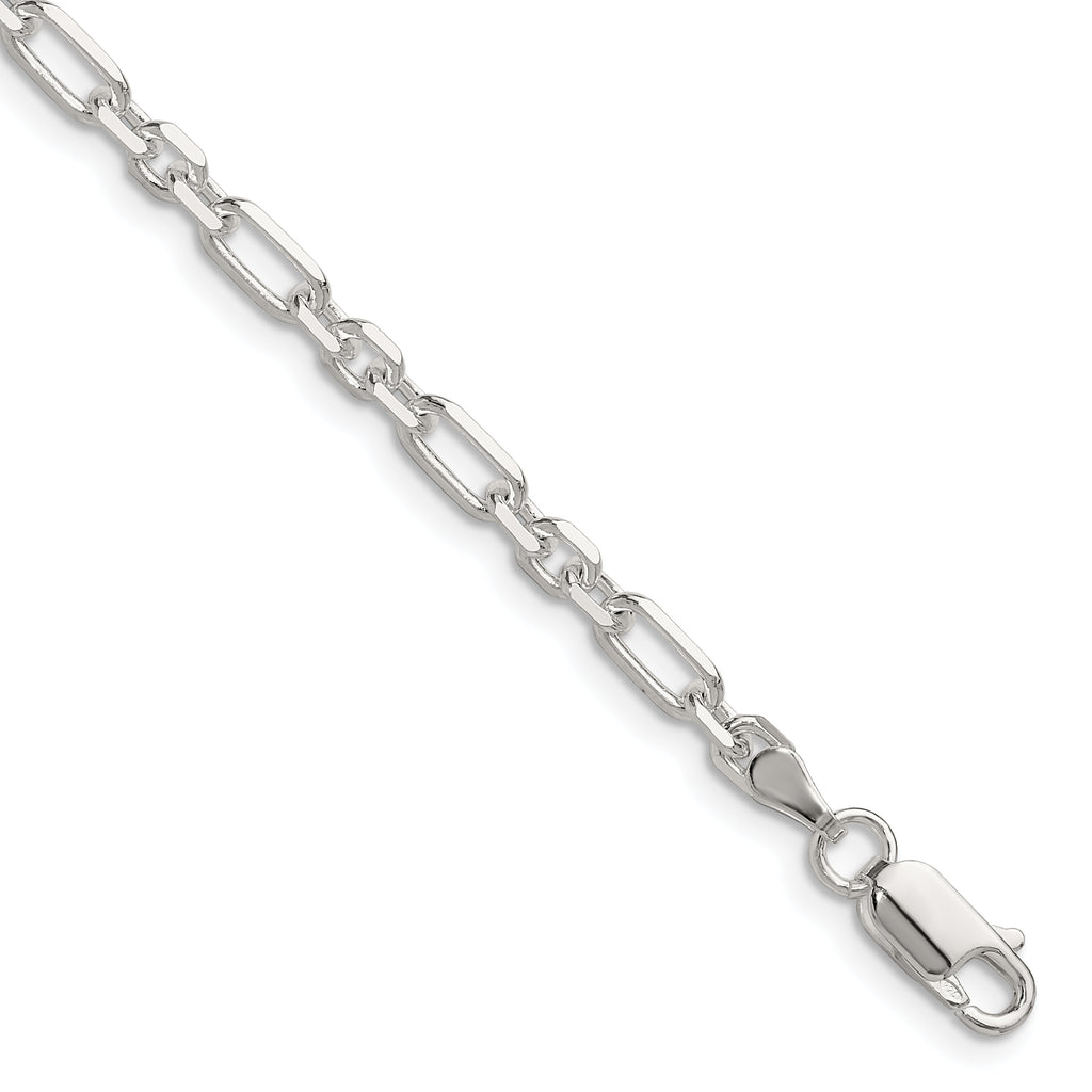 Sterling Silver Diamond-Cut 4mm 3 Short Plus 1 Long Cable Link Chain