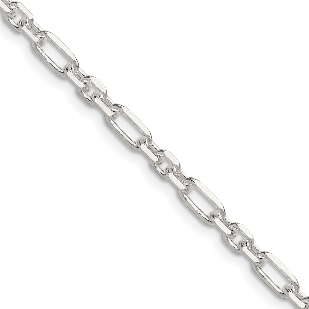 Sterling Silver Diamond-Cut 4mm 3 Short Plus 1 Long Cable Link Chain