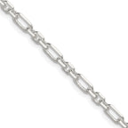 Sterling Silver Diamond-Cut 4mm 3 Short Plus 1 Long Cable Link Chain