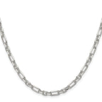 Sterling Silver Diamond-Cut 4.5mm 3 Short Plus 1 Long Cable Link Chain