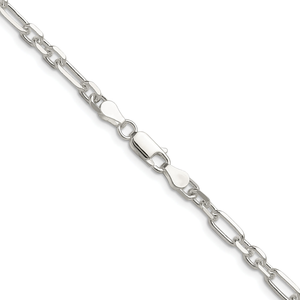 Sterling Silver Diamond-Cut 4.5mm 3 Short Plus 1 Long Cable Link Chain