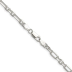 Sterling Silver Diamond-Cut 4.5mm 3 Short Plus 1 Long Cable Link Chain