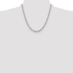 Sterling Silver Diamond-Cut 4.5mm 3 Short Plus 1 Long Cable Link Chain