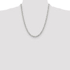 Sterling Silver Diamond-Cut 4.5mm 3 Short Plus 1 Long Cable Link Chain