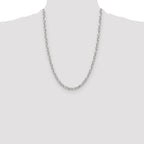 Sterling Silver Diamond-Cut 4.5mm 3 Short Plus 1 Long Cable Link Chain