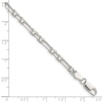 Sterling Silver Diamond-Cut 4.5mm 3 Short Plus 1 Long Cable Link Chain