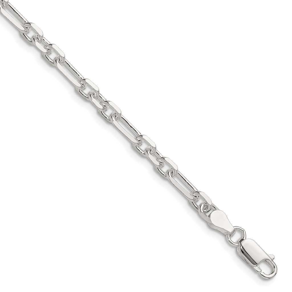 Sterling Silver Diamond-Cut 4.5mm 3 Short Plus 1 Long Cable Link Chain