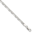Sterling Silver Diamond-Cut 4.5mm 3 Short Plus 1 Long Cable Link Chain