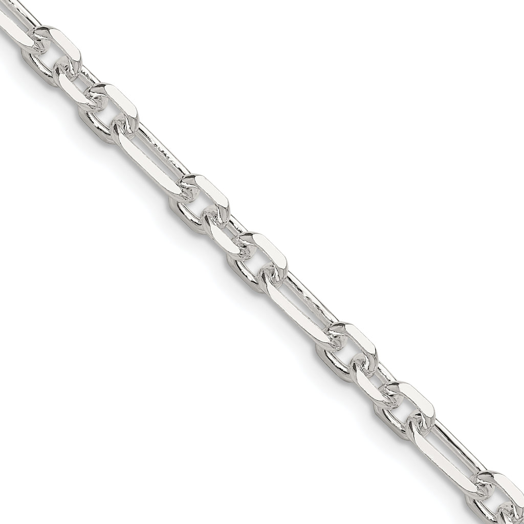 Sterling Silver Diamond-Cut 4.5mm 3 Short Plus 1 Long Cable Link Chain