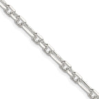 Sterling Silver Diamond-Cut 4.5mm 3 Short Plus 1 Long Cable Link Chain