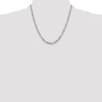 Sterling Silver D/C 6mm 3 Short Plus 1 Long Cable Link Chain