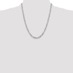 Sterling Silver D/C 6mm 3 Short Plus 1 Long Cable Link Chain