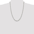 Sterling Silver D/C 6mm 3 Short Plus 1 Long Cable Link Chain