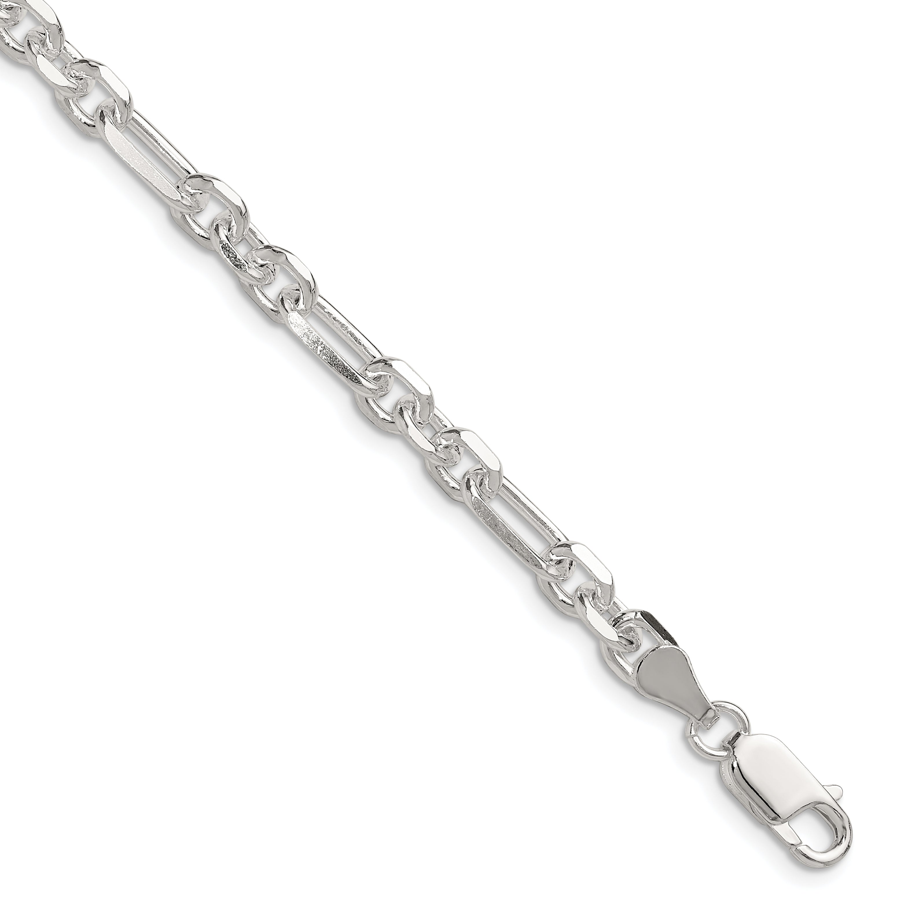 Sterling Silver D/C 6mm 3 Short Plus 1 Long Cable Link Chain Main image