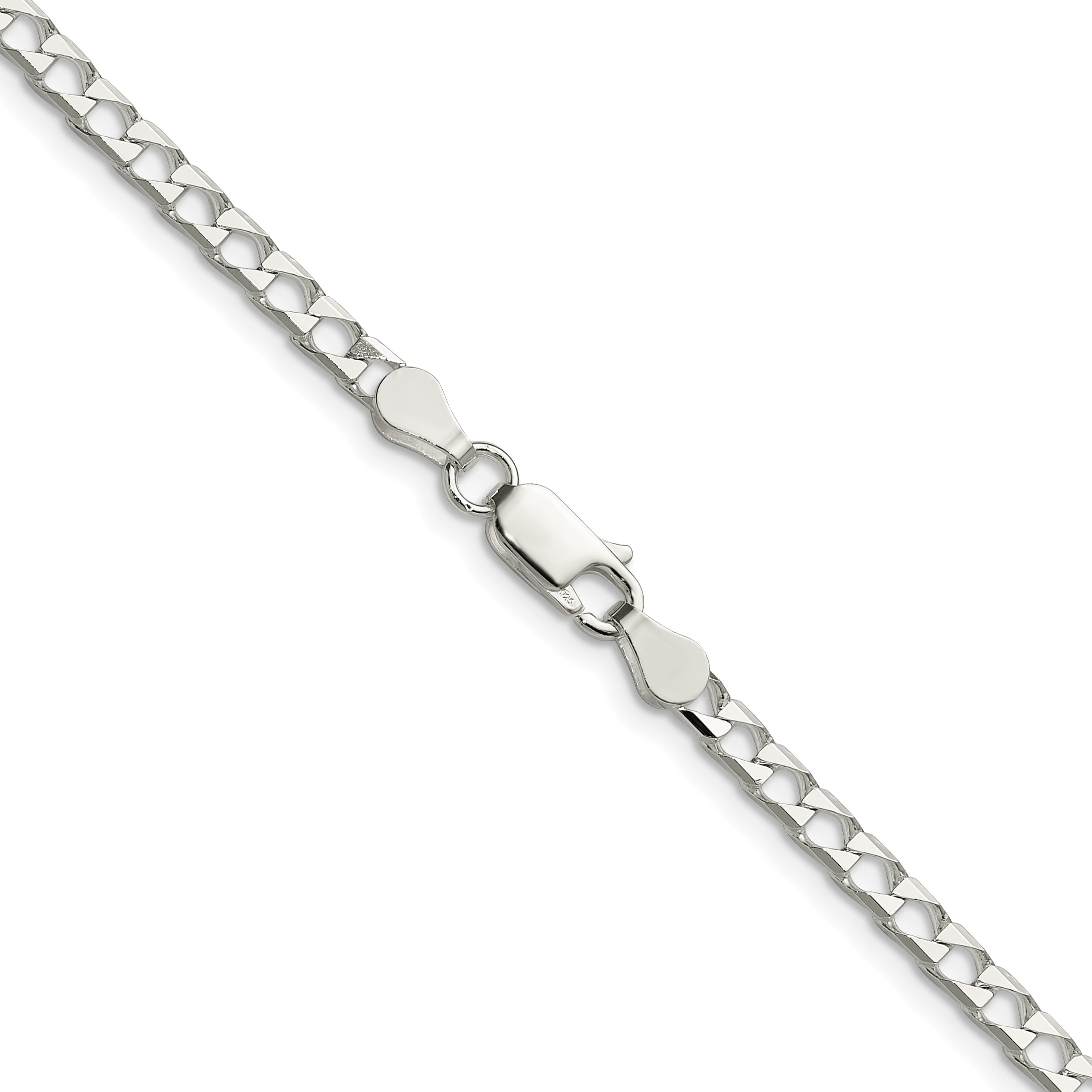 Sterling Silver 3.25mm D/C Square Curb Chain