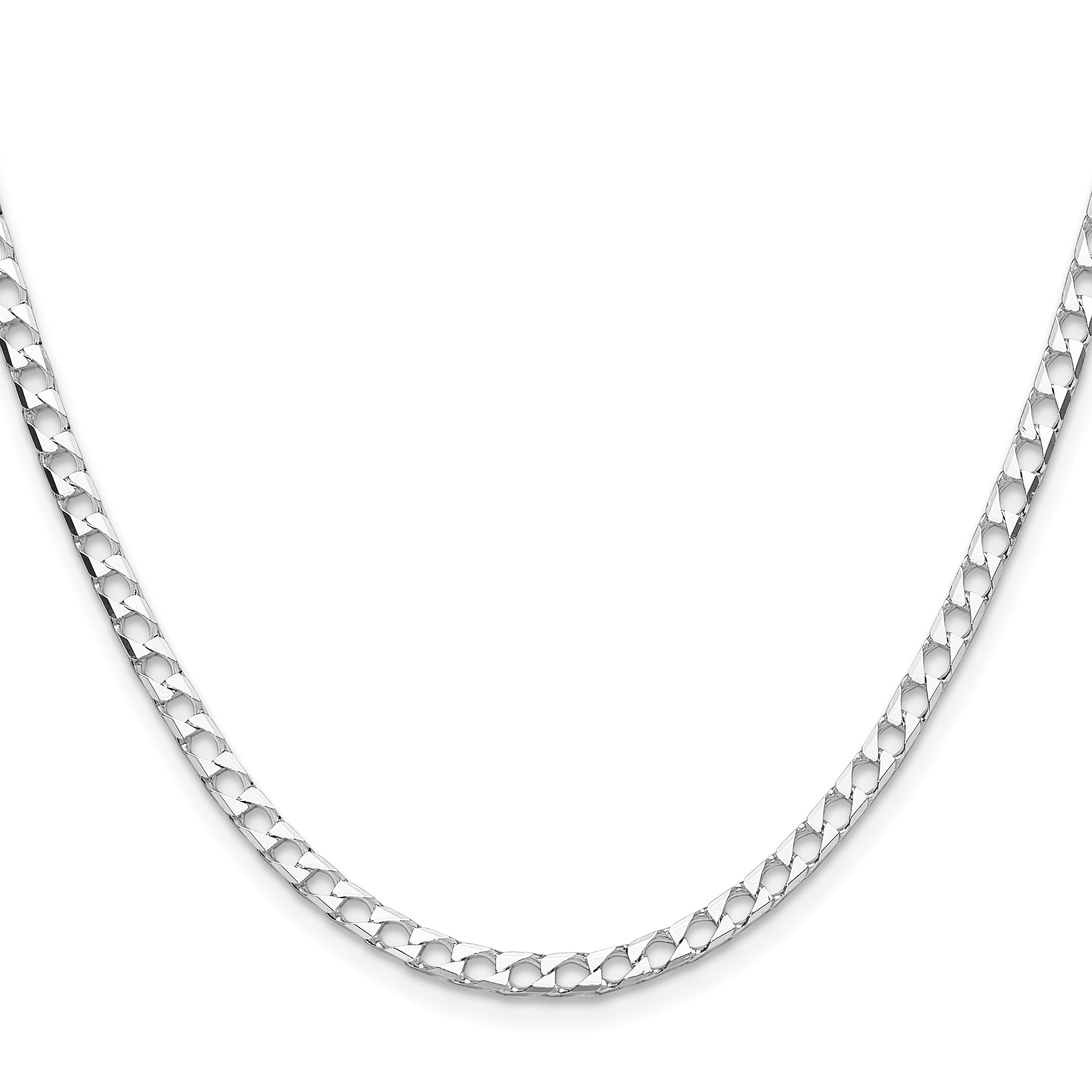 Sterling Silver Rhodium-plated 3.25mm D/C Square Curb Chain