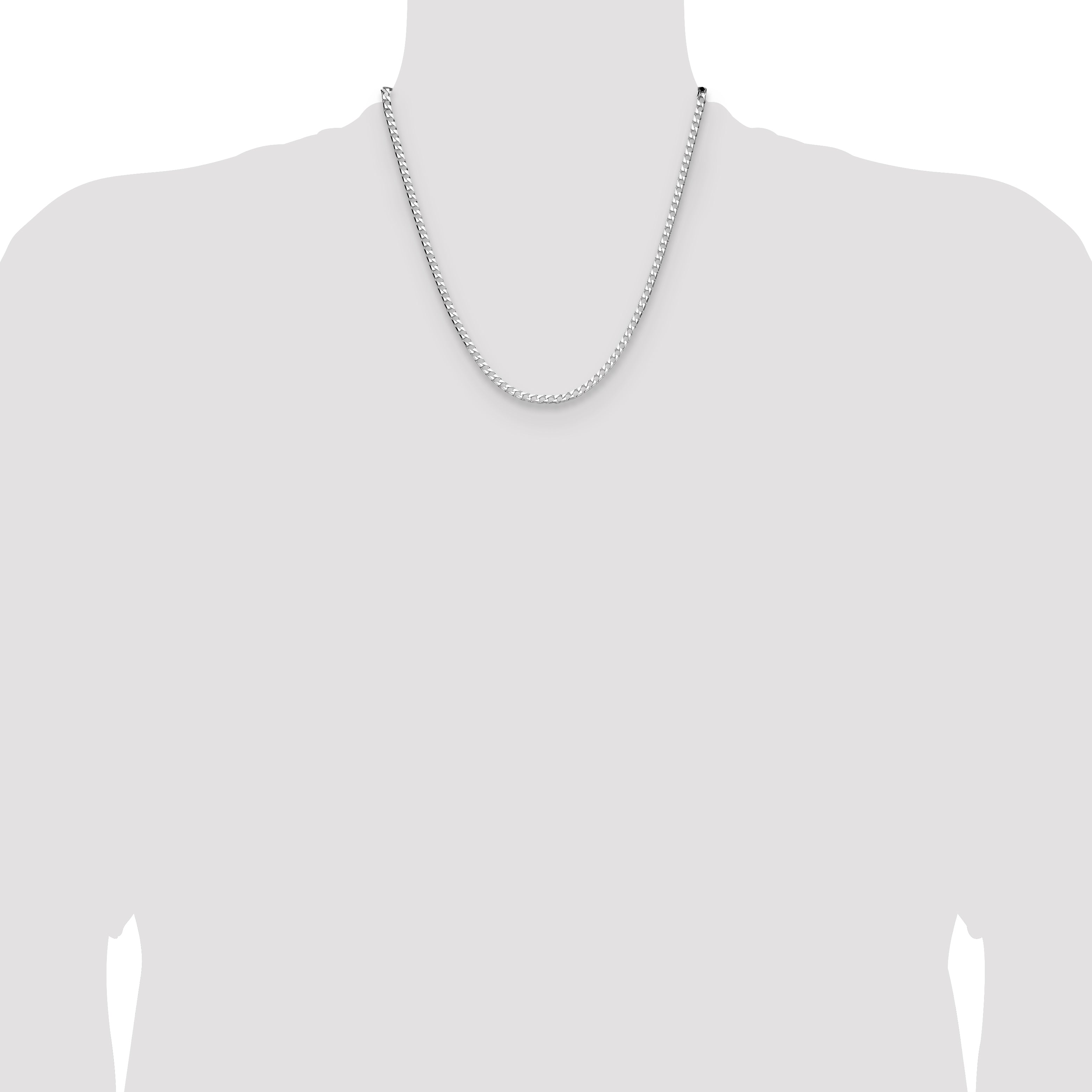 Sterling Silver Rhodium-plated 3.25mm D/C Square Curb Chain