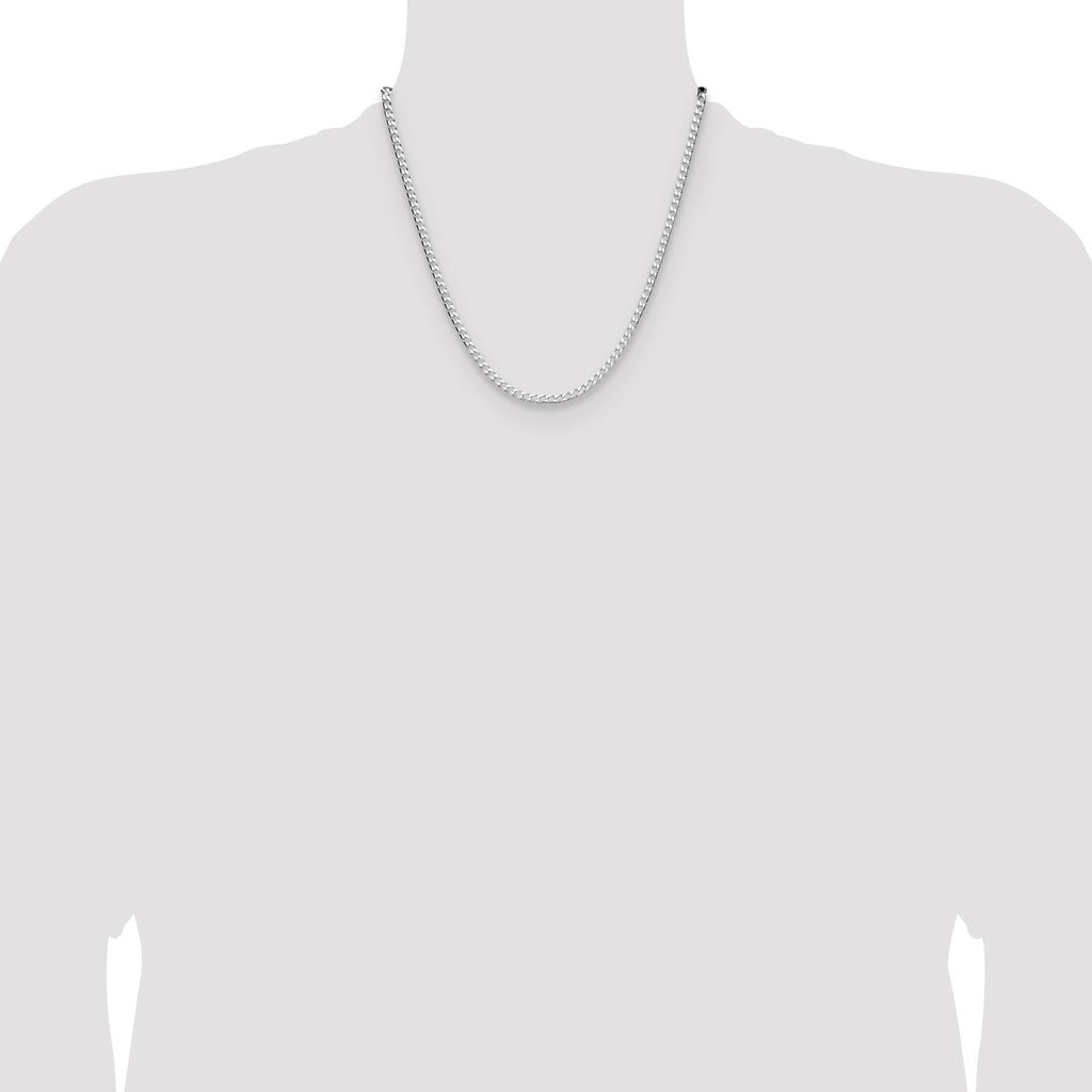Sterling Silver Rhodium-plated 3.25mm D/C Square Curb Chain