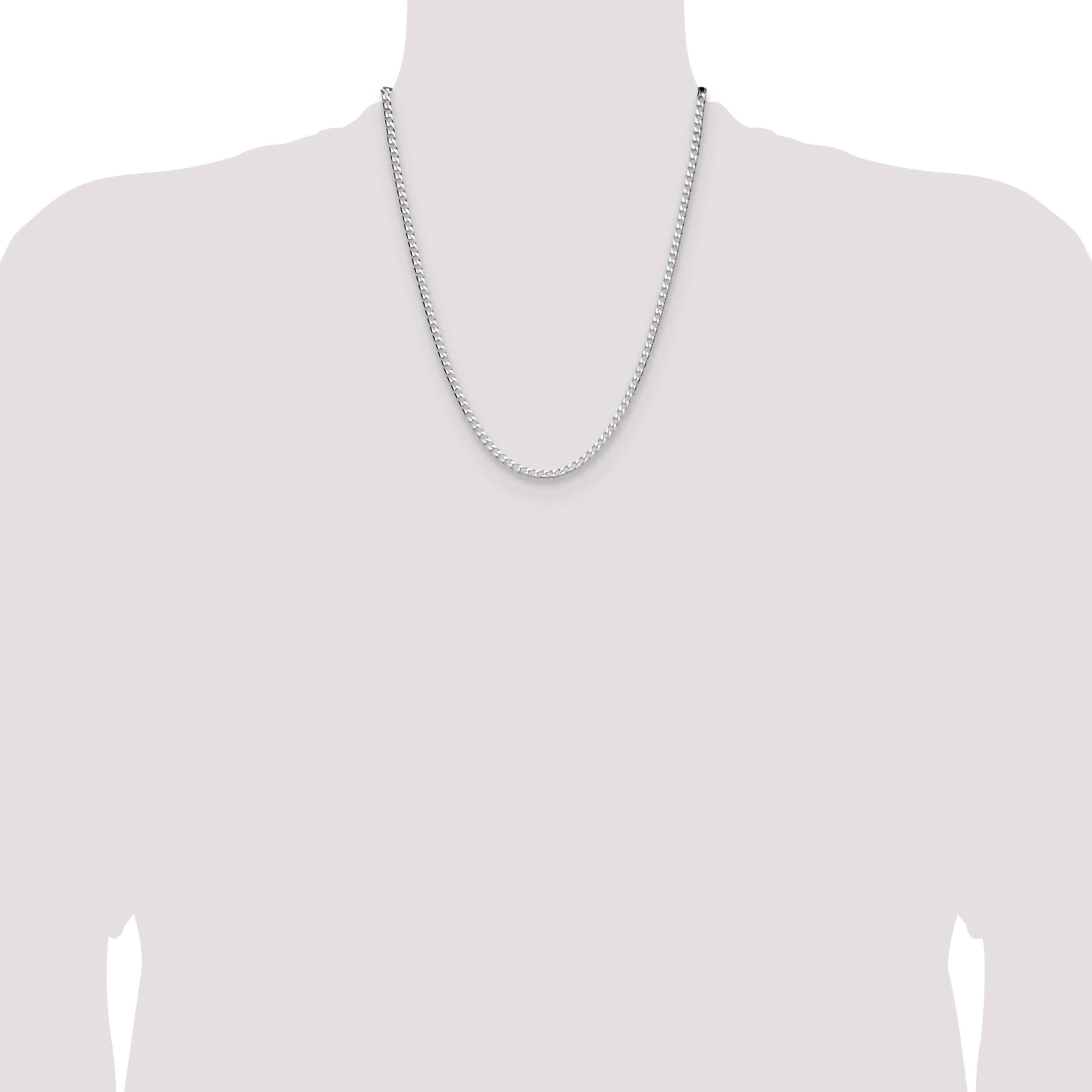 Sterling Silver Rhodium-plated 3.25mm D/C Square Curb Chain