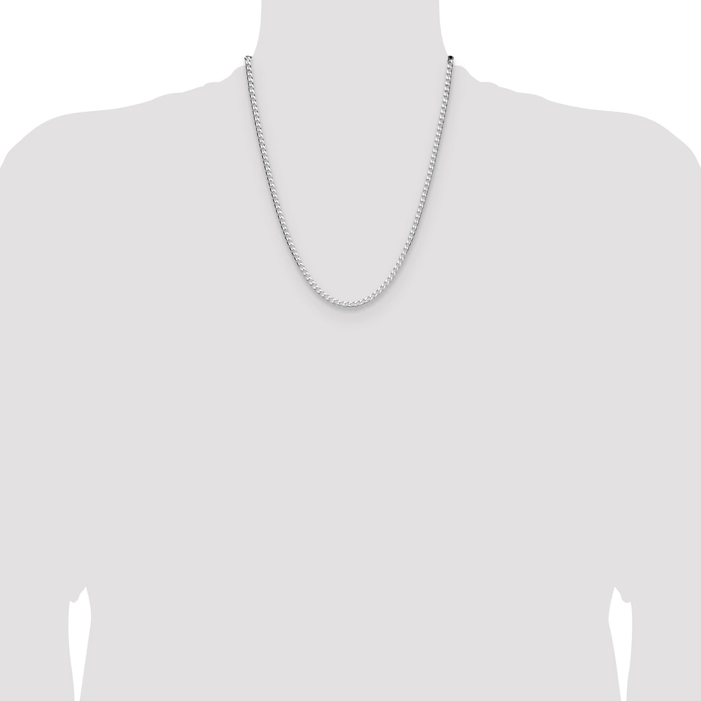 Sterling Silver Rhodium-plated 3.25mm D/C Square Curb Chain