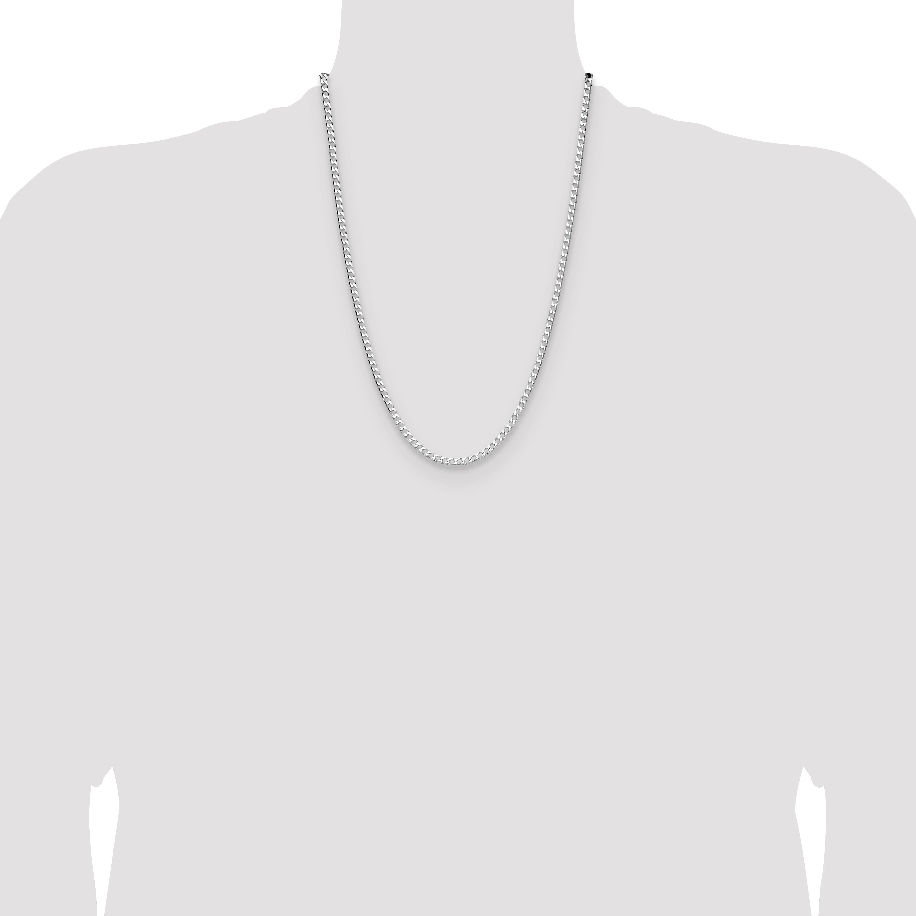 Sterling Silver Rhodium-plated 3.25mm D/C Square Curb Chain