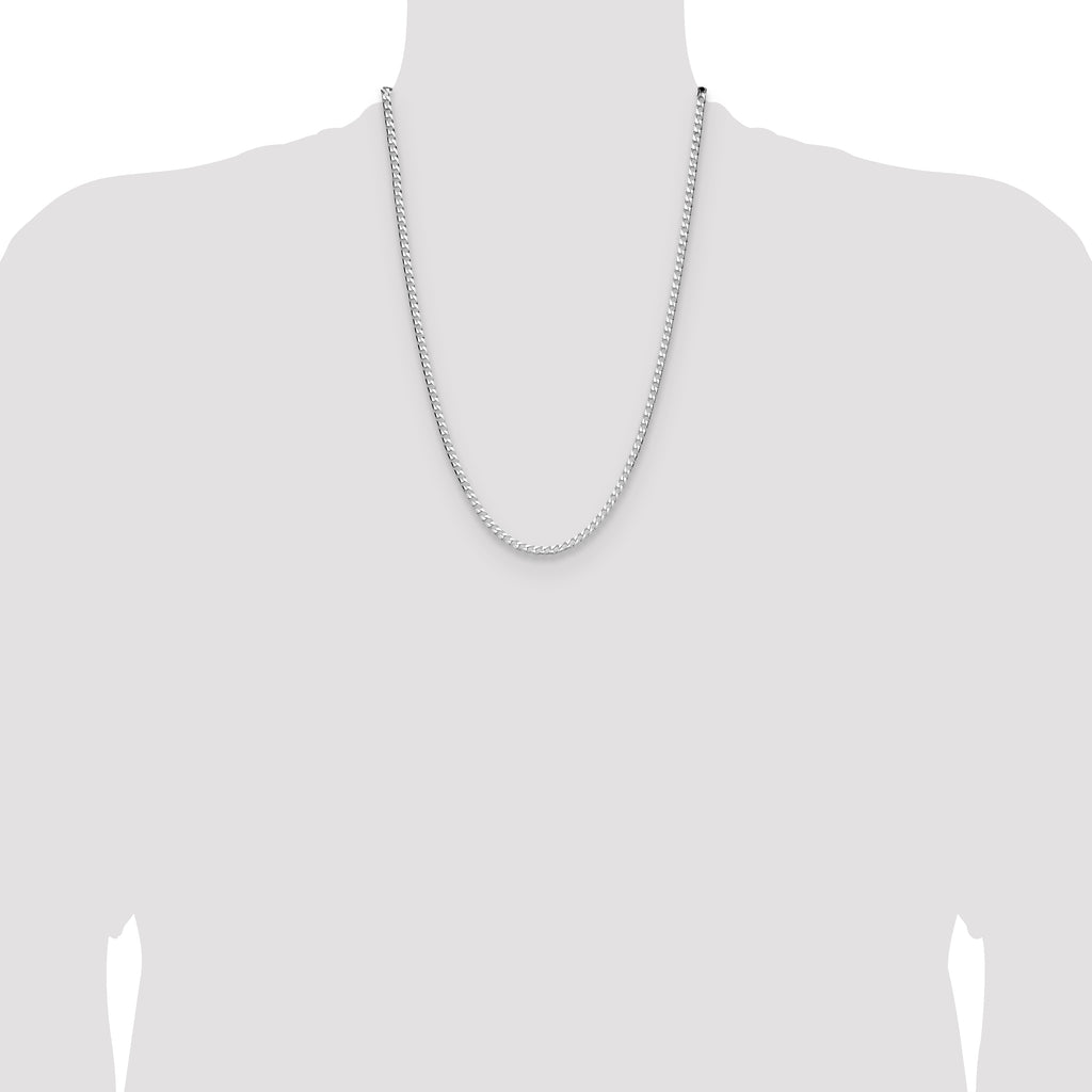 Sterling Silver Rhodium-plated 3.25mm D/C Square Curb Chain