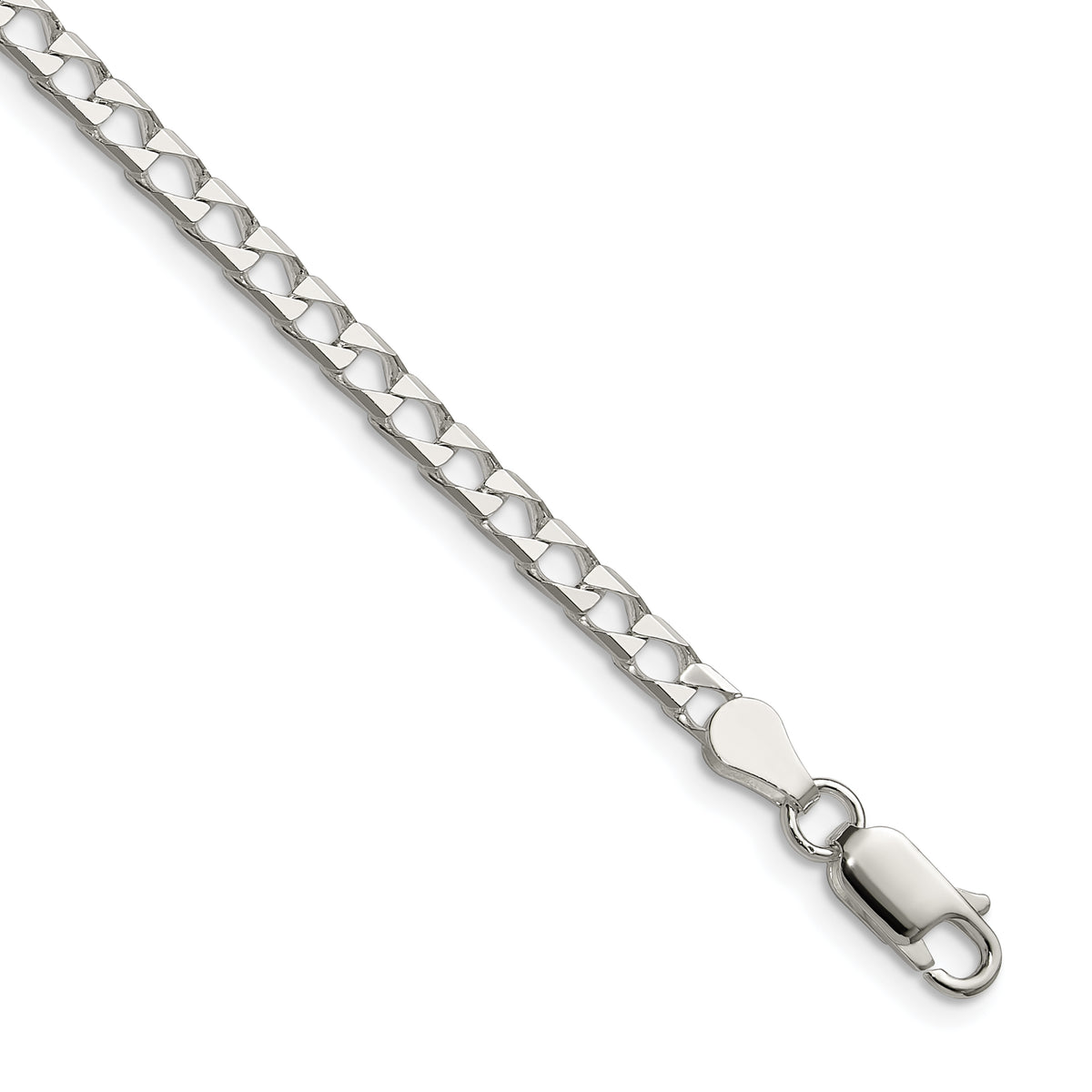 Sterling Silver 3.25mm D/C Square Curb Chain