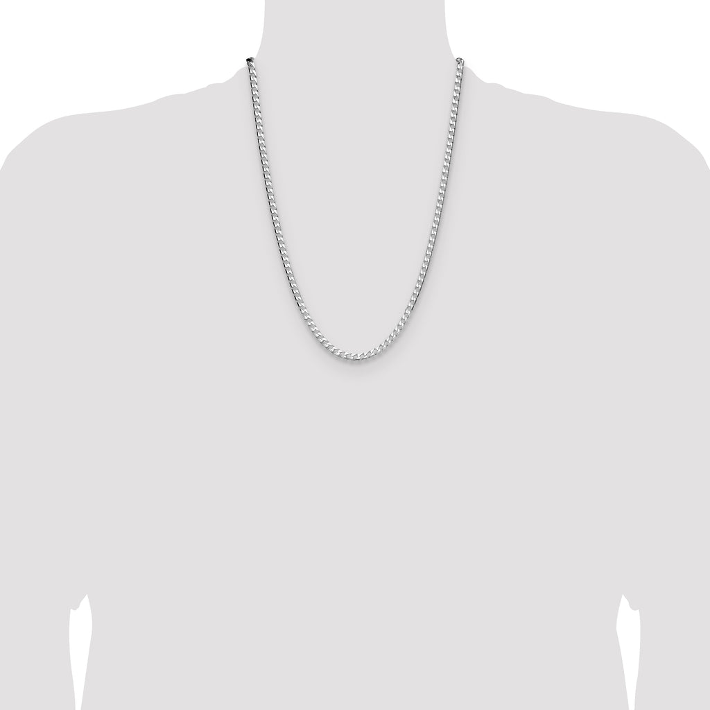 Sterling Silver 4mm D/C Square Curb Chain
