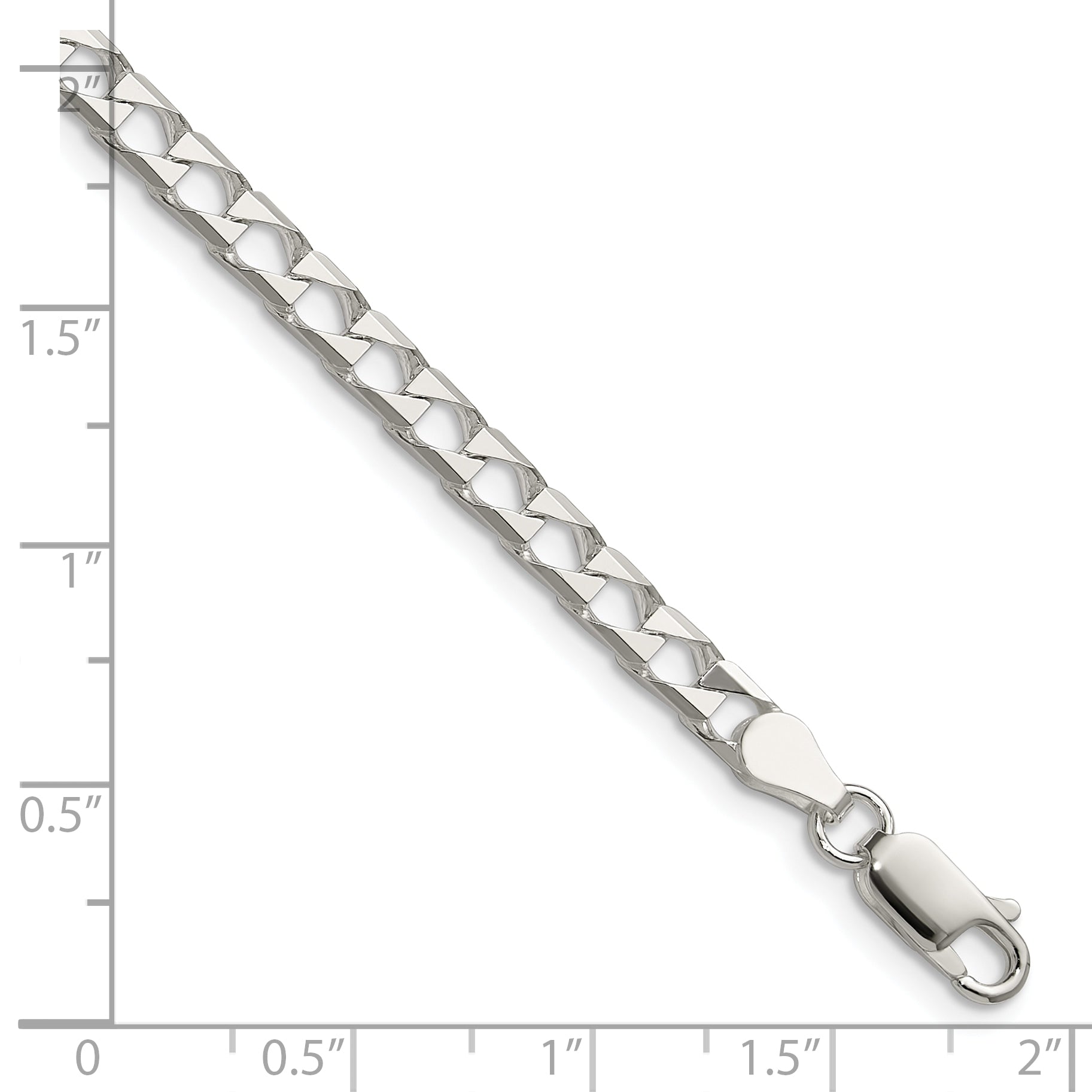 Diamond-Cut Square Curb Chain in Sterling Silver, 4mm Secondary image