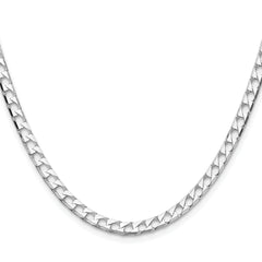 Sterling Silver Rhodium-plated 4mm D/C Square Curb Chain