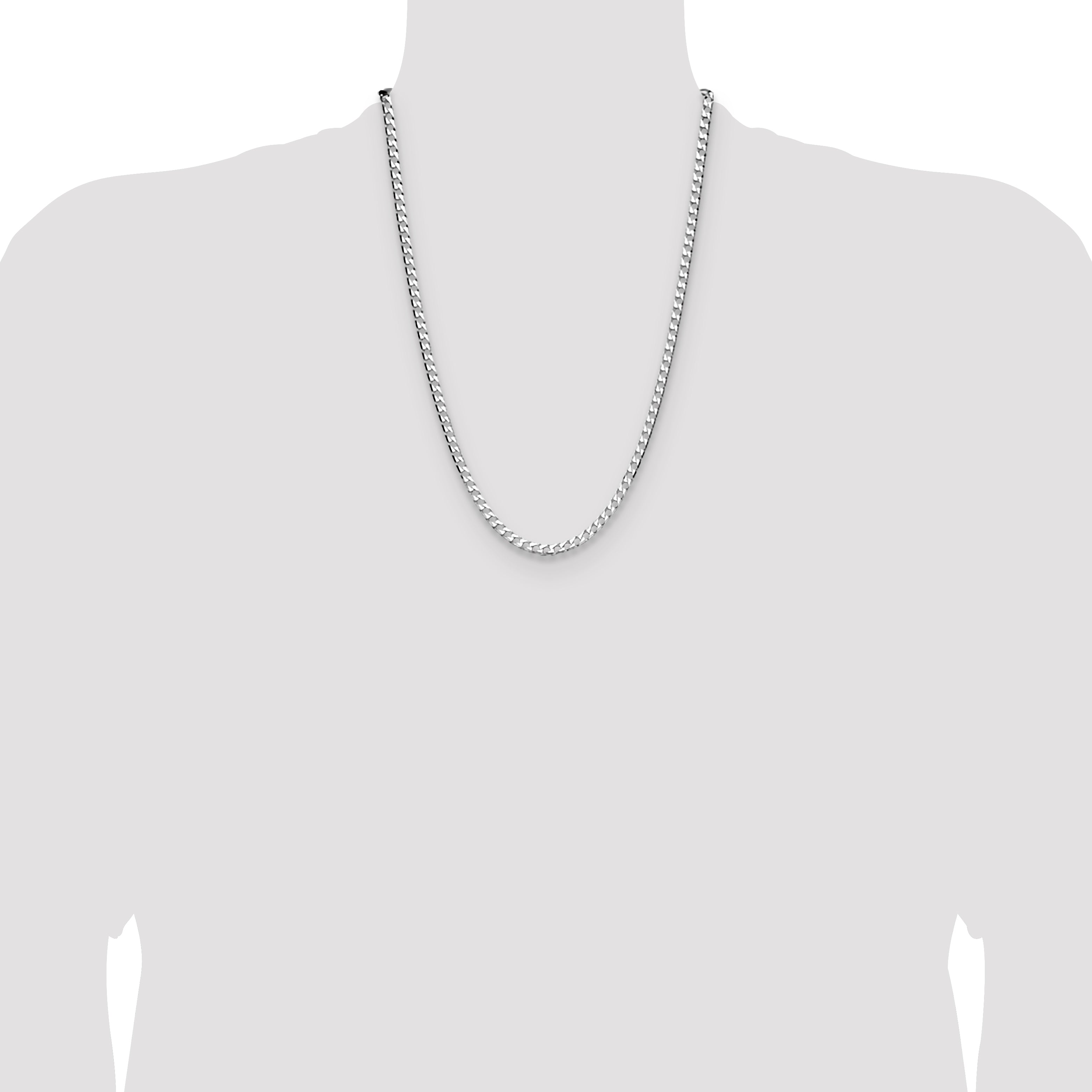 Sterling Silver Rhodium-plated 4mm D/C Square Curb Chain