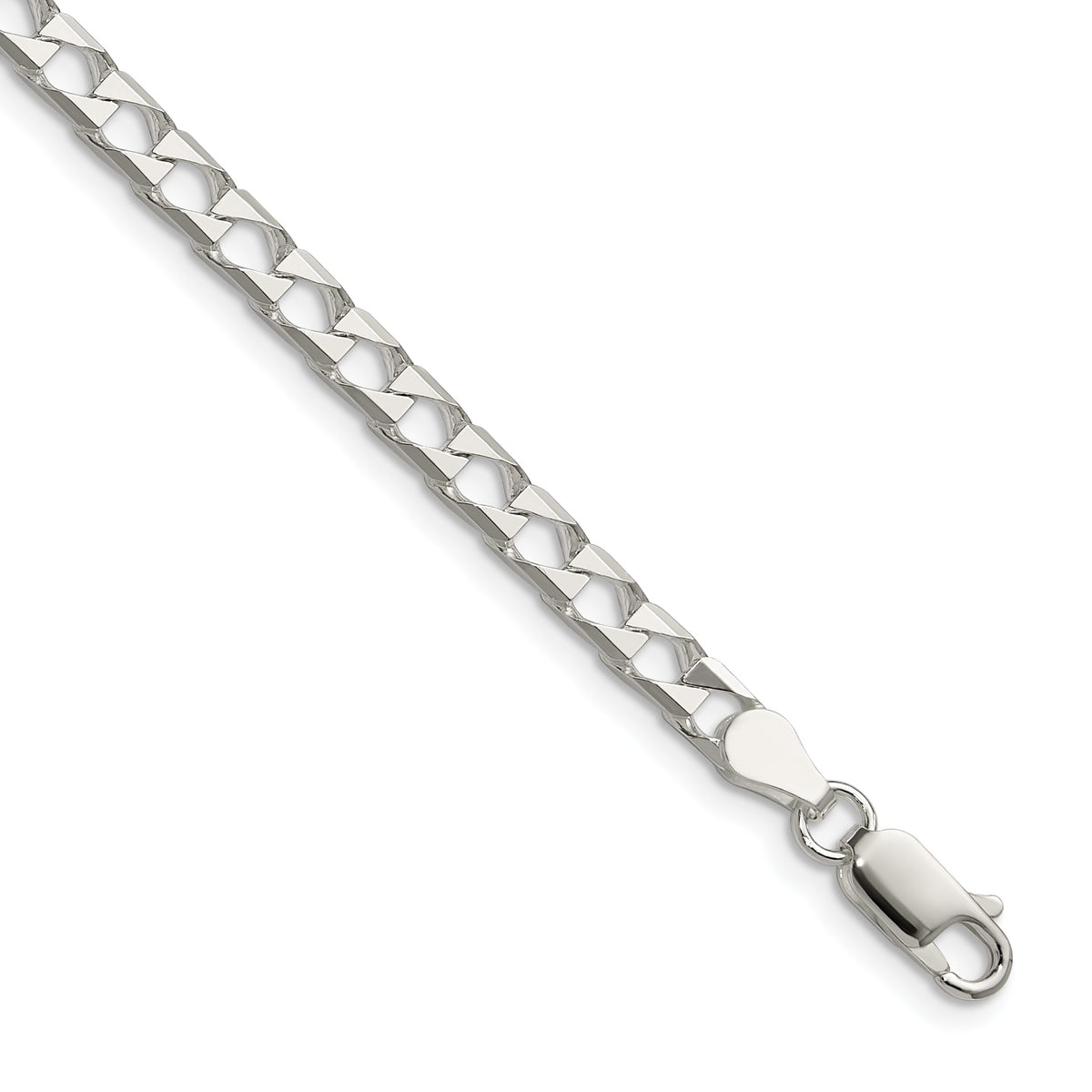 Sterling Silver 4mm D/C Square Curb Chain