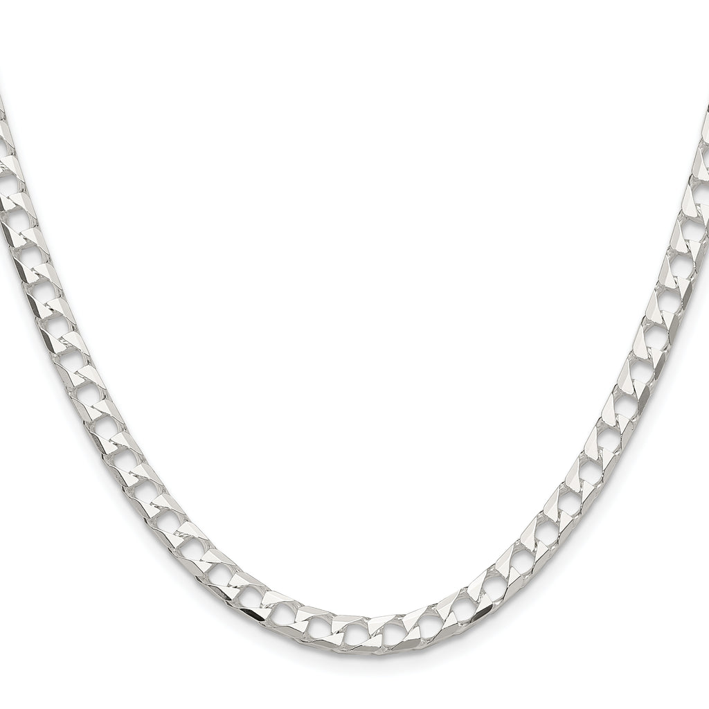 Sterling Silver 5mm Diamond-Cut Square Curb Chain