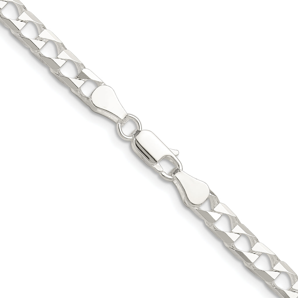 Sterling Silver 5mm Diamond-Cut Square Curb Chain