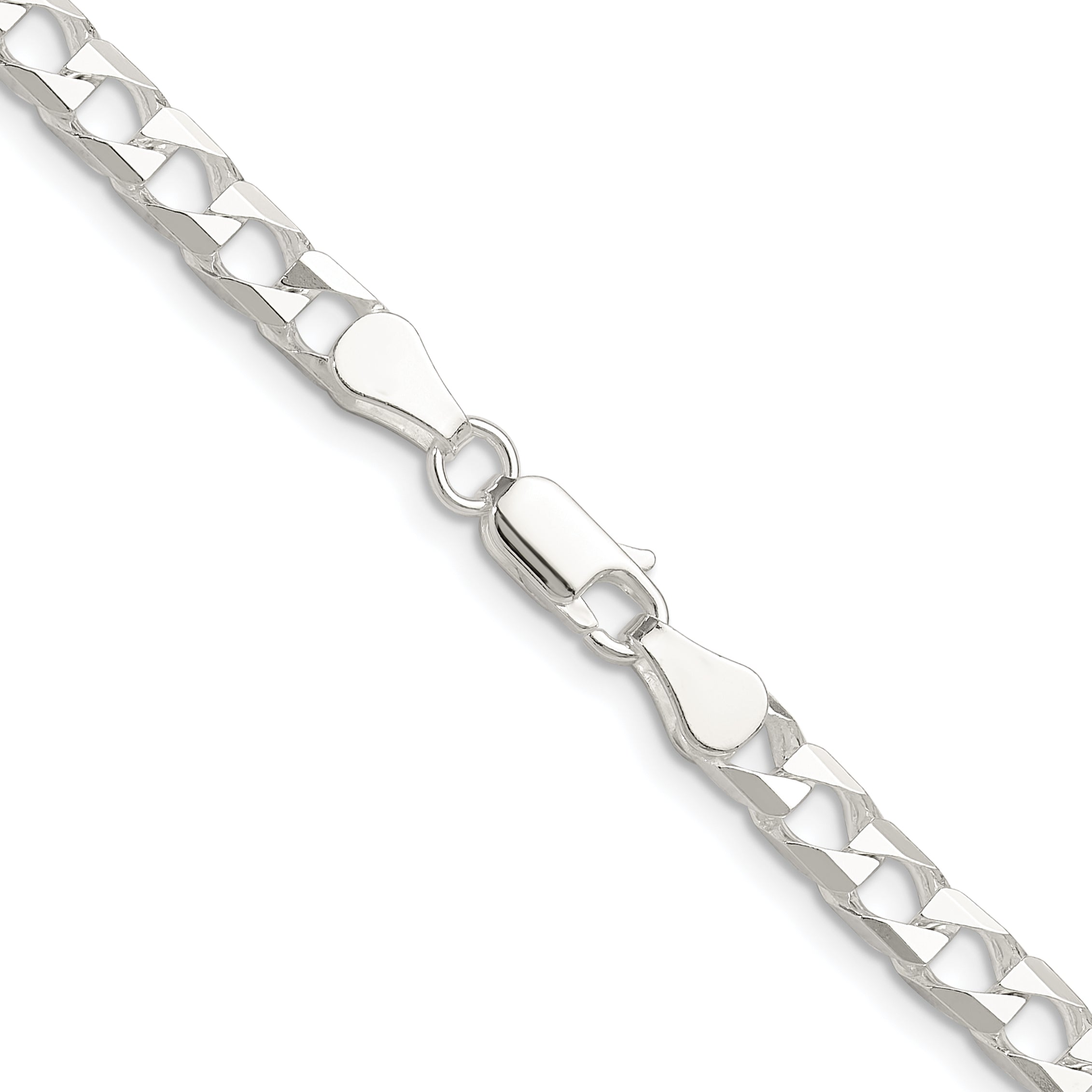 Sterling Silver 5mm Diamond-Cut Square Curb Chain