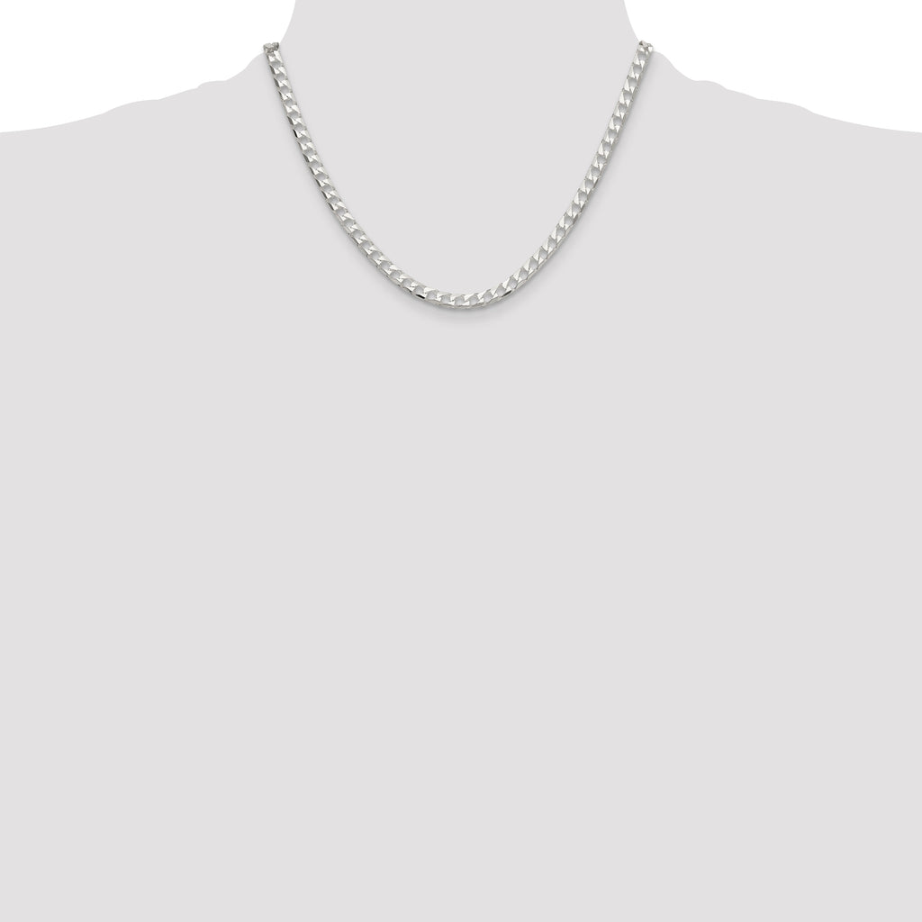 Sterling Silver 5mm Diamond-Cut Square Curb Chain
