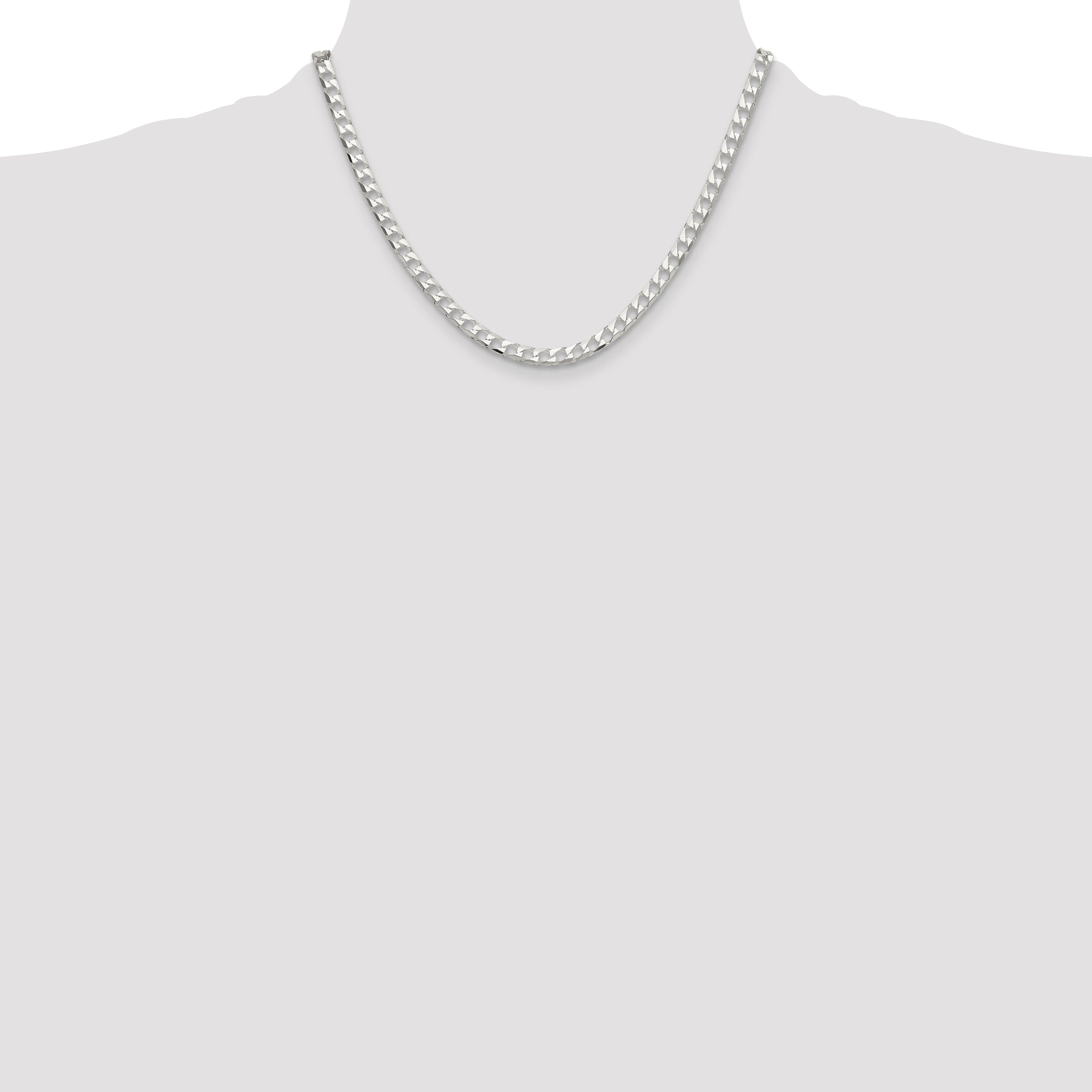 Sterling Silver 5mm Diamond-Cut Square Curb Chain