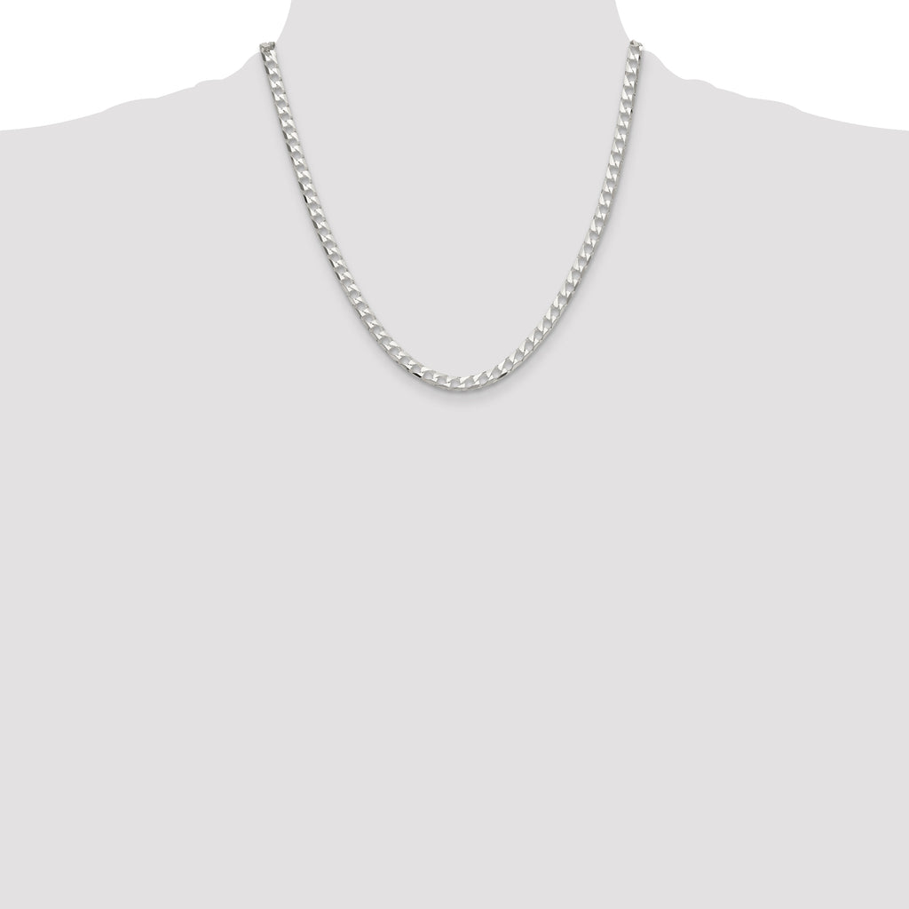 Sterling Silver 5mm Diamond-Cut Square Curb Chain