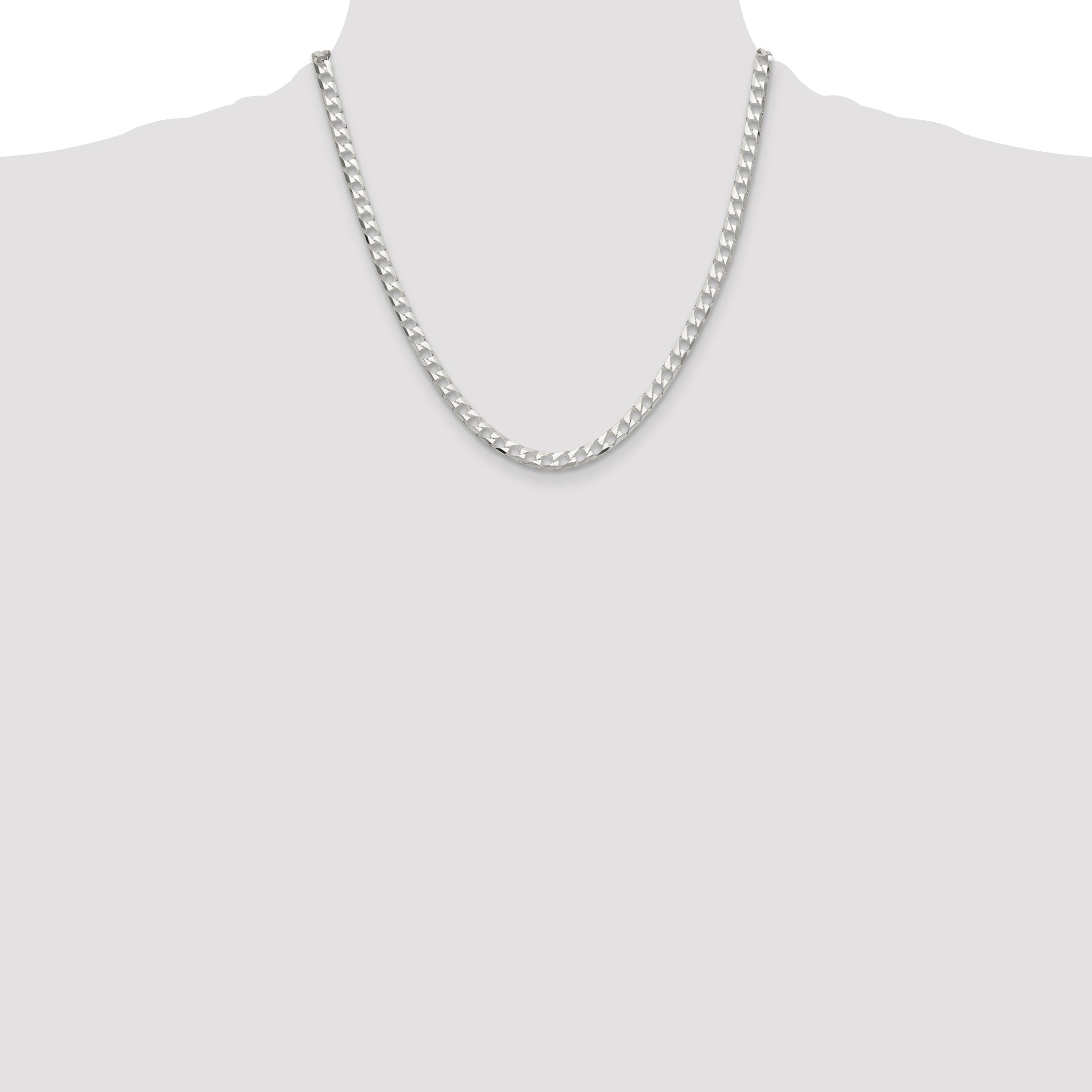 Sterling Silver 5mm Diamond-Cut Square Curb Chain