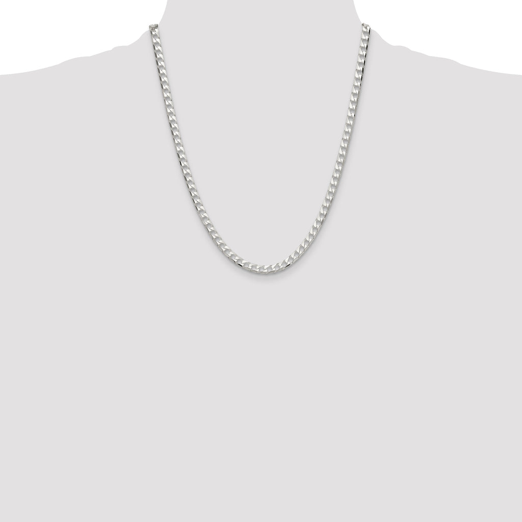 Sterling Silver 5mm Diamond-Cut Square Curb Chain