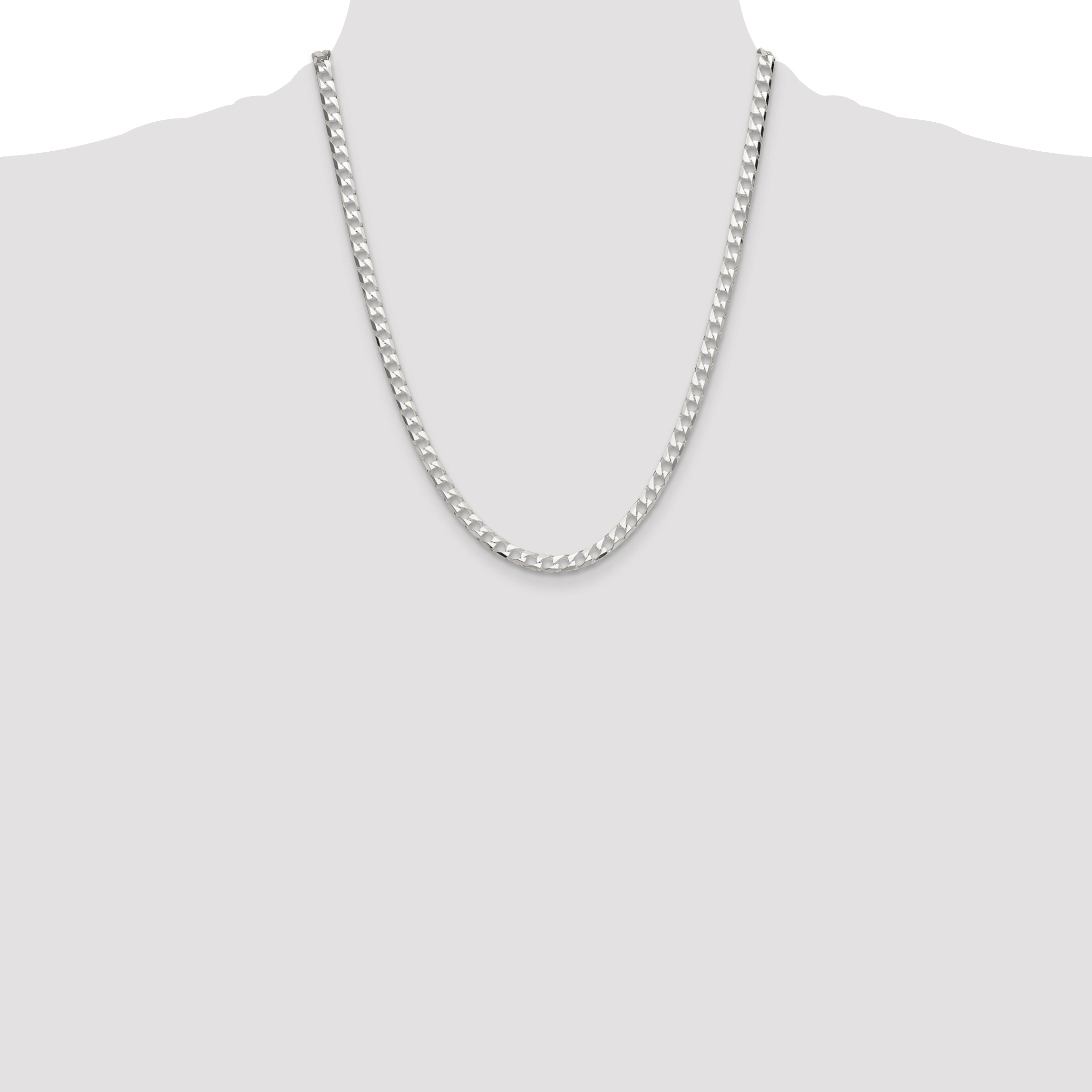 Sterling Silver 5mm Diamond-Cut Square Curb Chain
